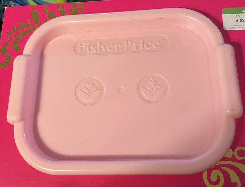 VINTAGE 1992 FISHER PRICE PRETEND PLAY FOOD PINK SERVING TRAY 8.5" X 6.5"